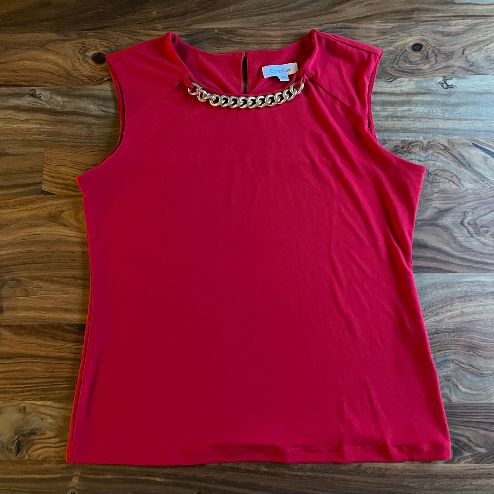 NWOT Red Calvin Klein Shirt/Blouse